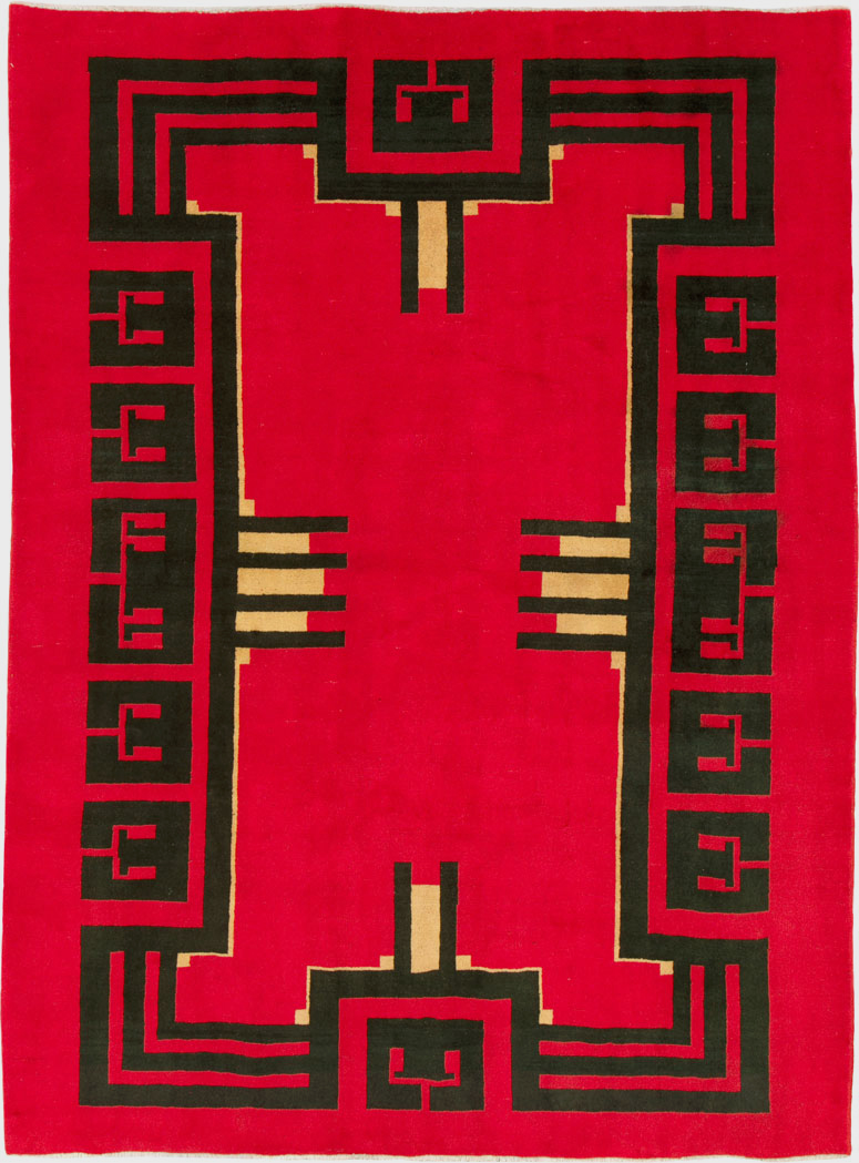 Vintage Persian Mashad Art Deco Rug Inspired By Edward McKnight Kauffer, No.25350 - Galerie Shabab